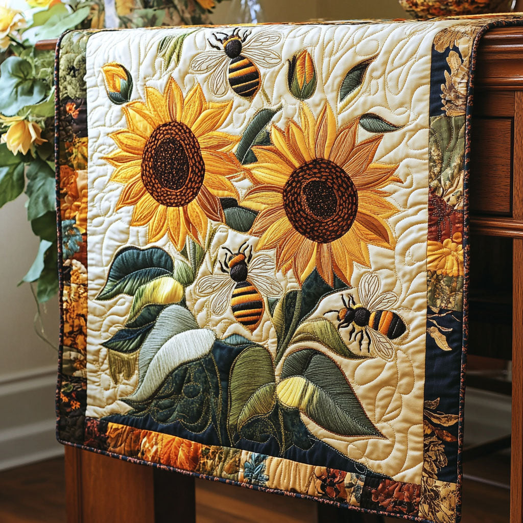 Twin Sunflowers Quilted Table Runner NCU0NT4030