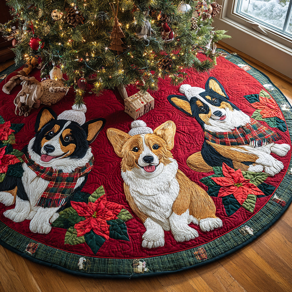 Twinkling Corgi Night Quilted Christmas Tree Skirt NCU0DV8095