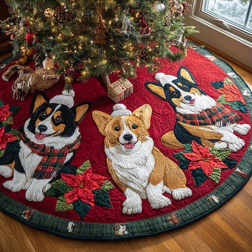 Twinkling Corgi Night Quilted Christmas Tree Skirt NCU0DV8095
