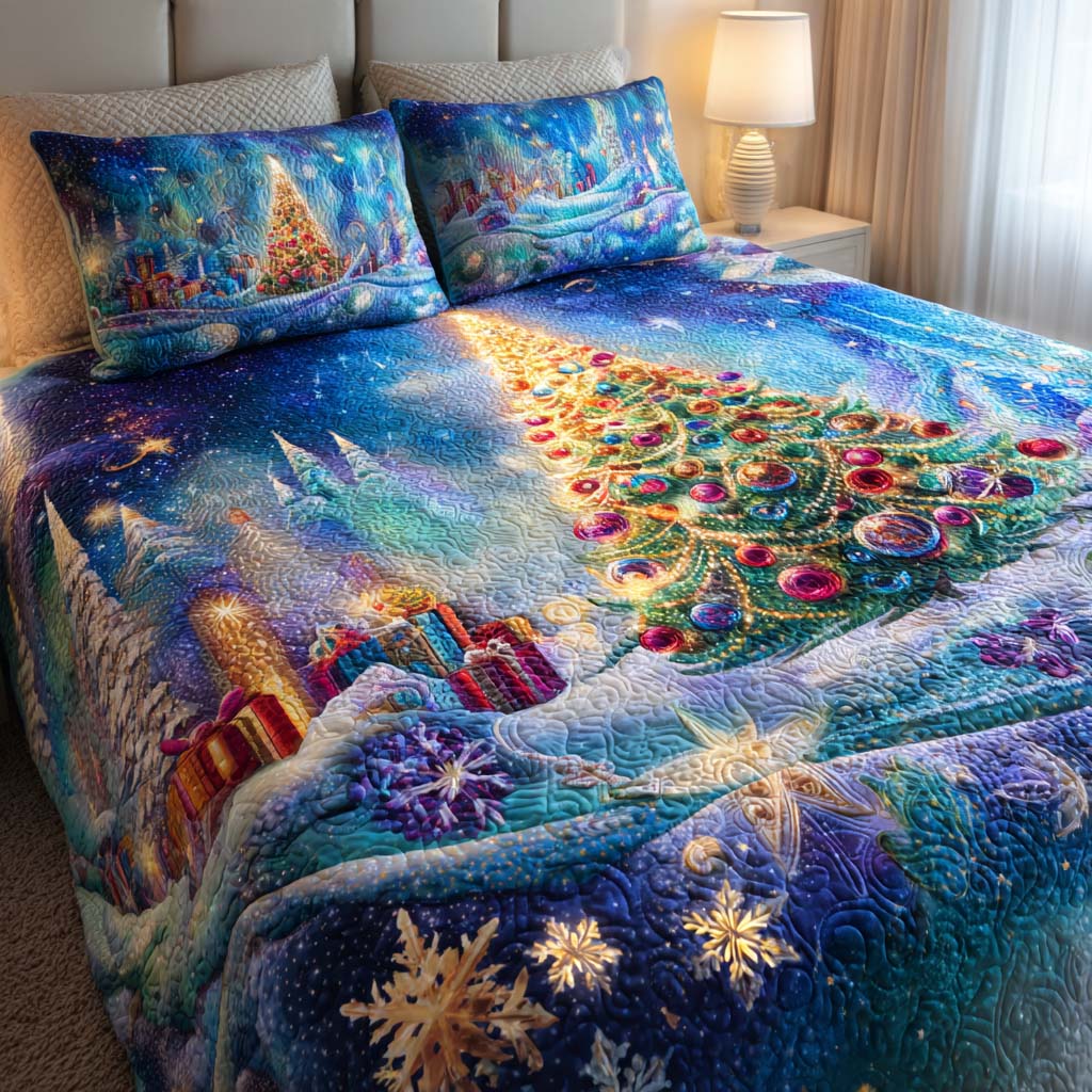 Twinkling Light Christmas 3-Piece Quilted Bedding Set NCU0NT11356