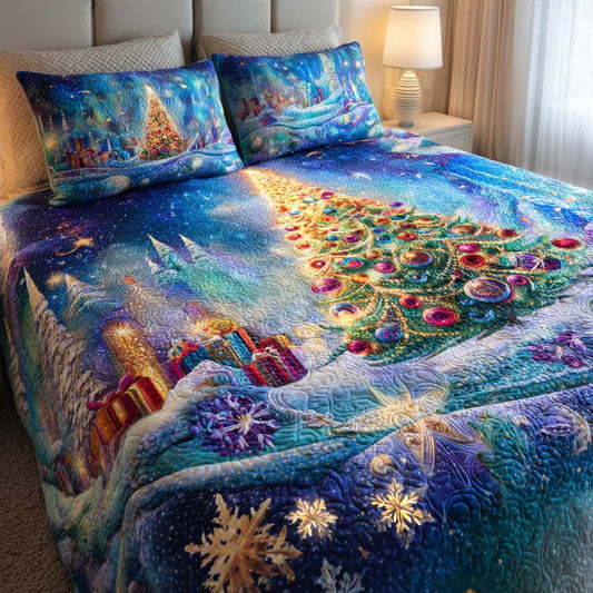 Twinkling Light Christmas 3-Piece Quilted Bedding Set NCU0NT11356