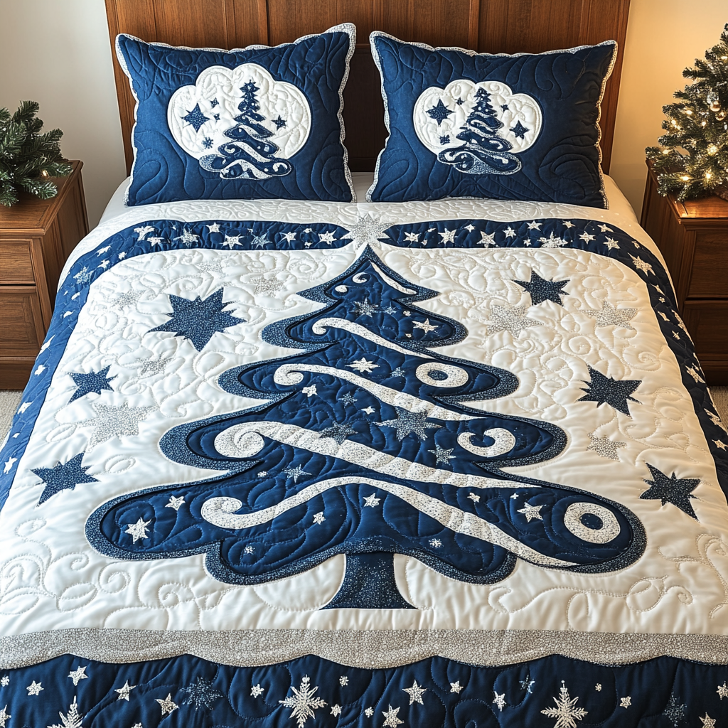 Twinkling Tree 3-Piece Quilted Bedding Set NCU0TL1961