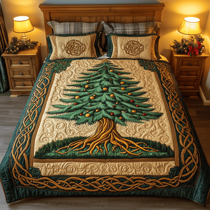Twinkling Tree Delight 3-Piece Quilted Bedding Set NCU0TH2149