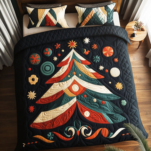 Twinkling Tree Dreams 3-Piece Quilted Bedding Set NCU0PT2738