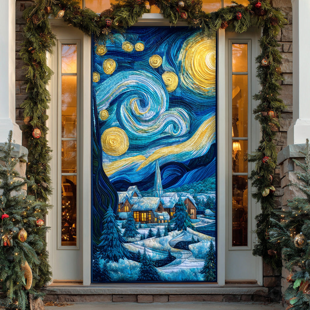 Twirling Winter Lights Quilted Door Cover NCU0TD1777