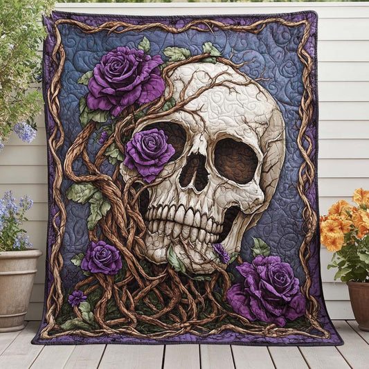 Twisted Bloom Skull Quilted Blanket NCU0NT7933