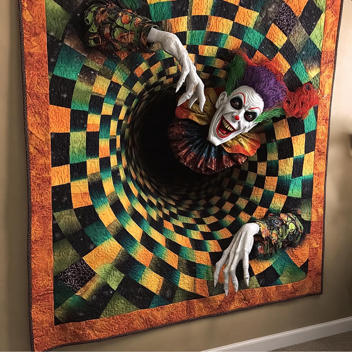 Twisted Clown Art Quilt Hanging NCU0DV9860