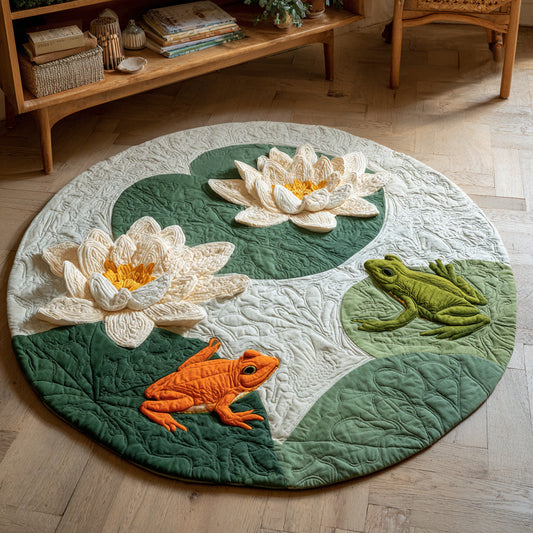Two Frogs Lilypads Quilted Round Mat NCU0HH145