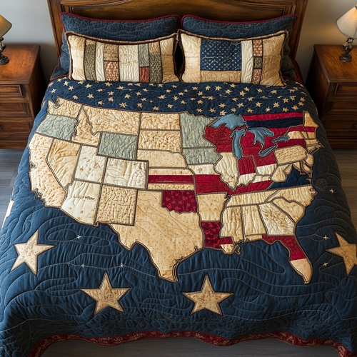 USA Glory 3-Piece Quilted Bedding Set NCU0VH5962