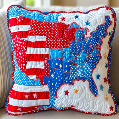 USA Patch Map Quilted Pillow Case NCU0NT7732