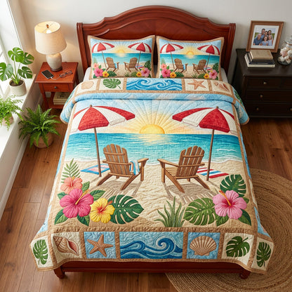 Umbrella Sunrise Retreat 3-Piece Quilted Bedding Set NCU0HH2024