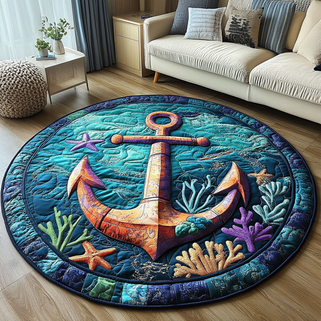 Underwater Anchor Quilted Round Mat NCU0PT5821