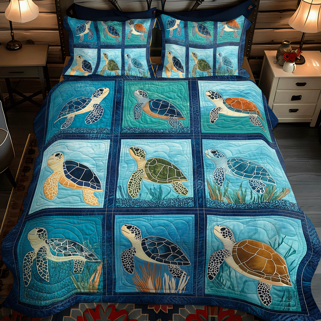 Underwater Bliss 3-Piece Quilted Bedding Set NCU0TL1129