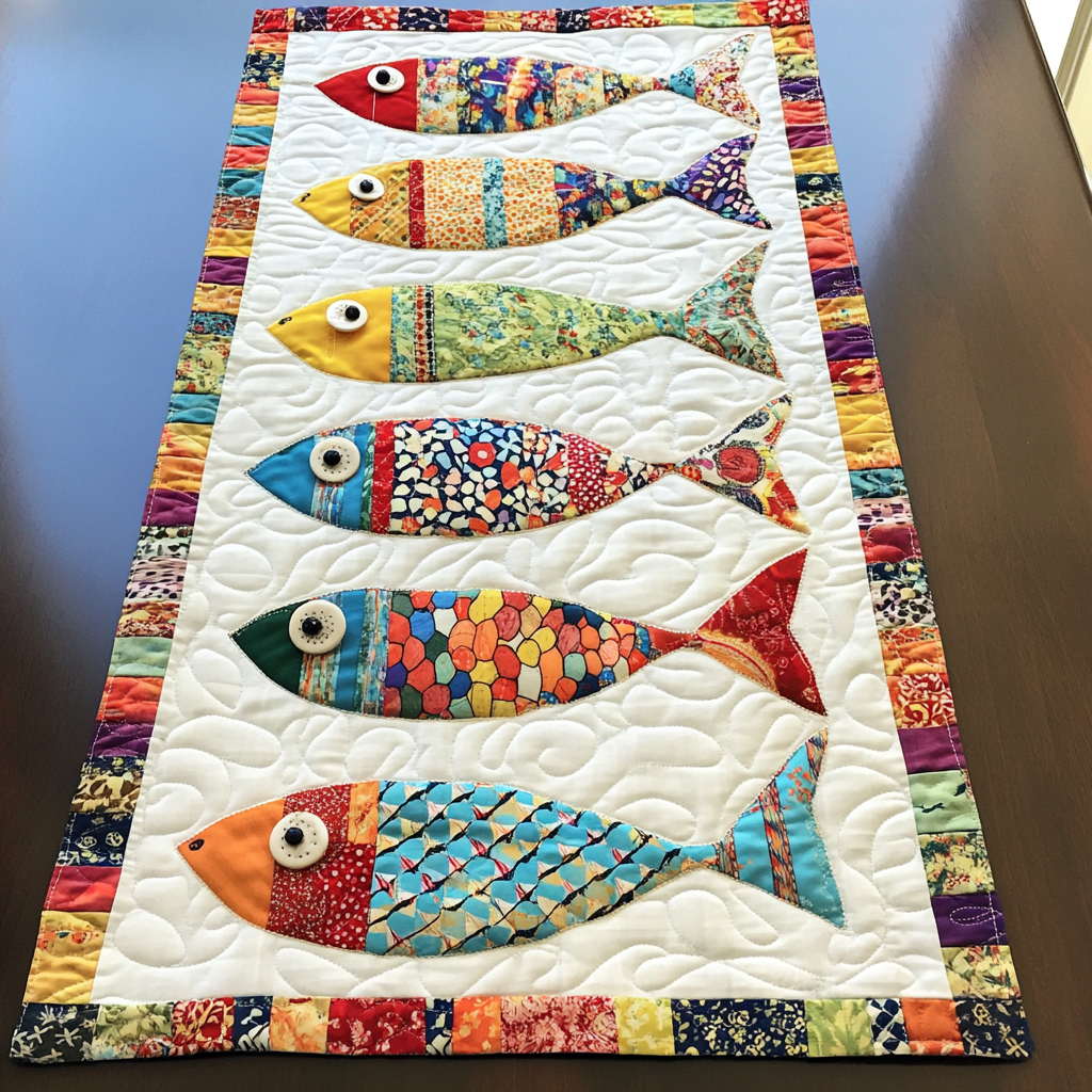 Underwater Fish Quilted Table Runner NCU0DK7737