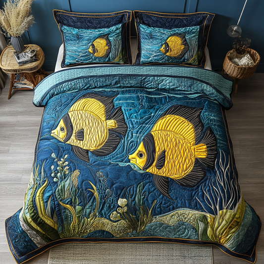 Underwater Vibes 3-Piece Quilted Bedding Set NCU0DK6280