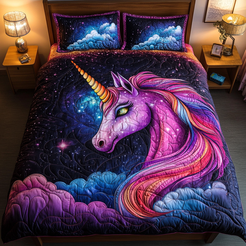 Unicorn Magic 3-Piece Quilted Bedding Set NCU0DK8366