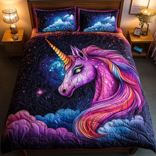 Unicorn Magic 3-Piece Quilted Bedding Set NCU0DK8366