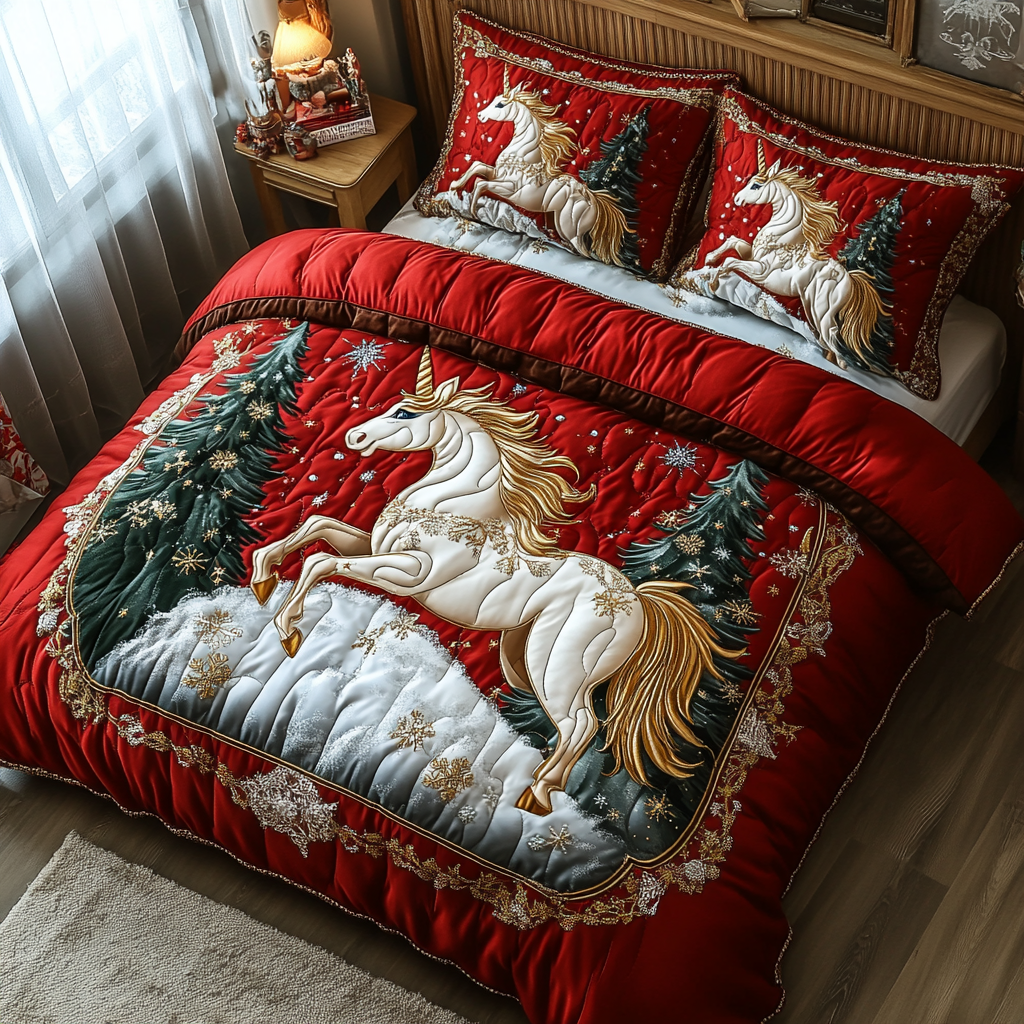 Unicorn Wishes 3-Piece Quilted Bedding Set NCU0DV2289