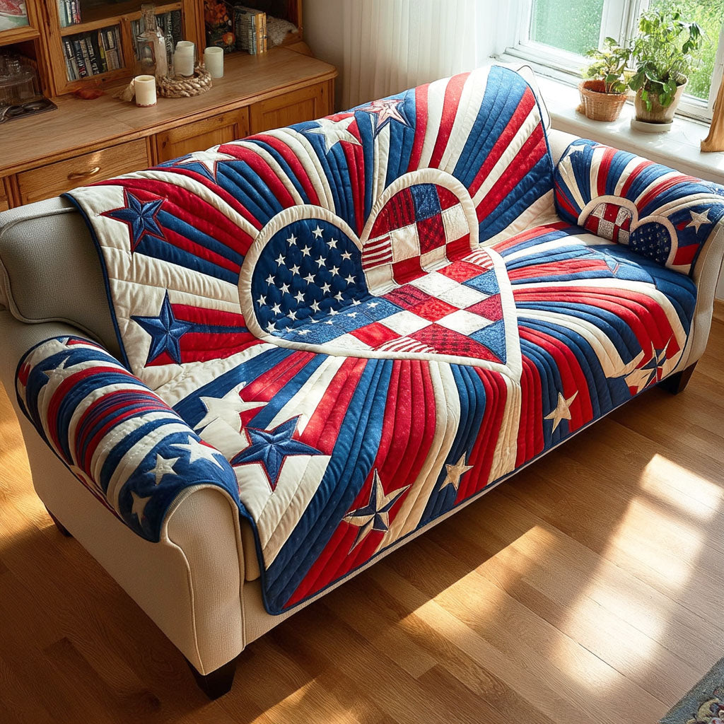 Union Heart Quilted Sofa Cover NCU0TD2262