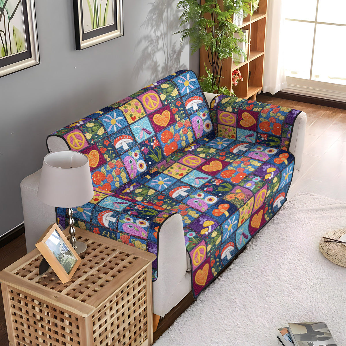 Universal Peace Quilted Sofa Cover NCU0PT6912