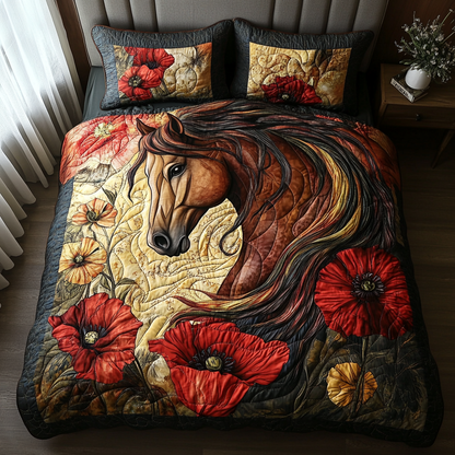 Untamed Horse Quilted Bedding Set NCU0DV5227