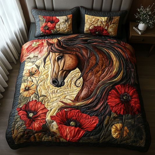 Untamed Horse Quilted Bedding Set NCU0DV5227