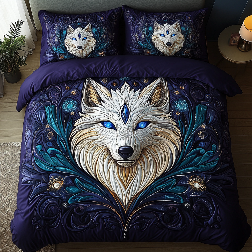 Untamed Wolf 3-Piece Quilted Bedding Set NCU0DK8077