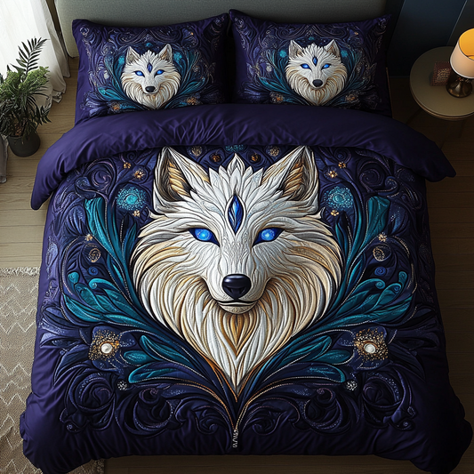 Untamed Wolf 3-Piece Quilted Bedding Set NCU0DK8077