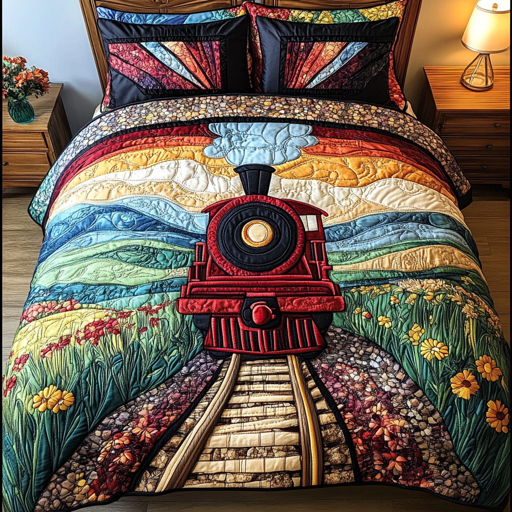Urban Train 3-Piece Quilted Bedding Set NCU0DK7994