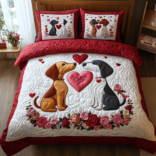 Valentine Dachshund 3-Piece Quilted Bedding Set NCU0DV2331