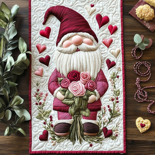 Valentine Gnome Love Quilted Table Runner NCU0PT2955