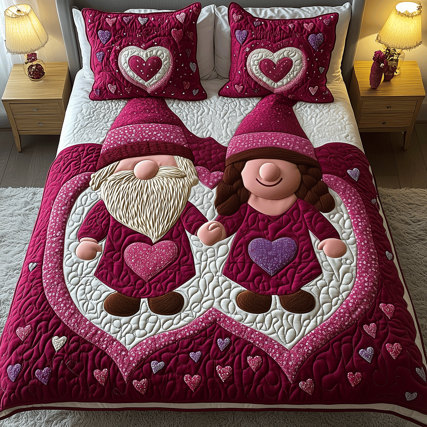 Valentine Nest 3-Piece Quilted Bedding Set NCU0TH2476