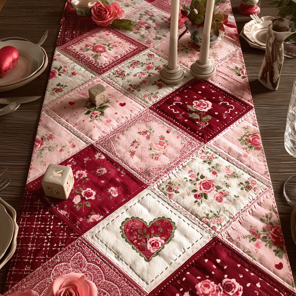 Cottage Heart Quilted Table Runner NCU0VT366