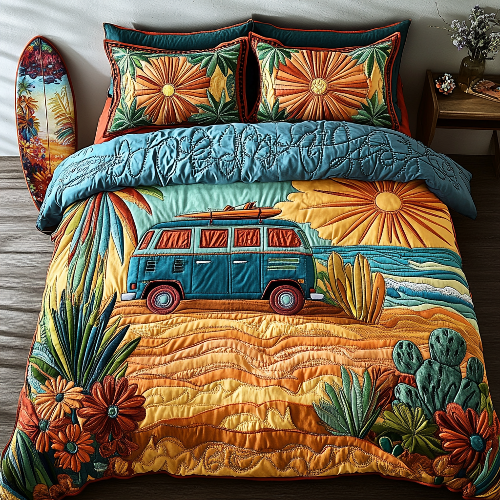 Van Adventure 3-Piece Quilted Bedding Set NCU0DK7639