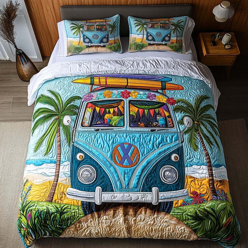 Van Roadtrip 3-Piece Quilted Bedding Set NCU0DK7643