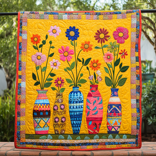 Vase Bloom Quilted Blanket NCU0VL2386