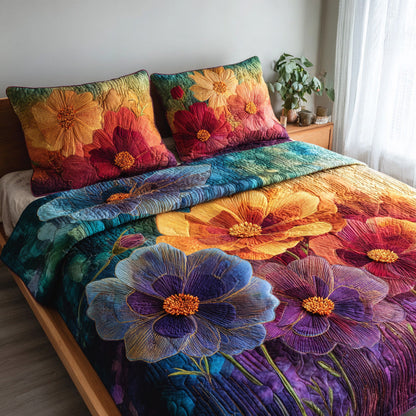 Velvet Blooms 3-Piece Quilted Bedding Set NCU0VL3082