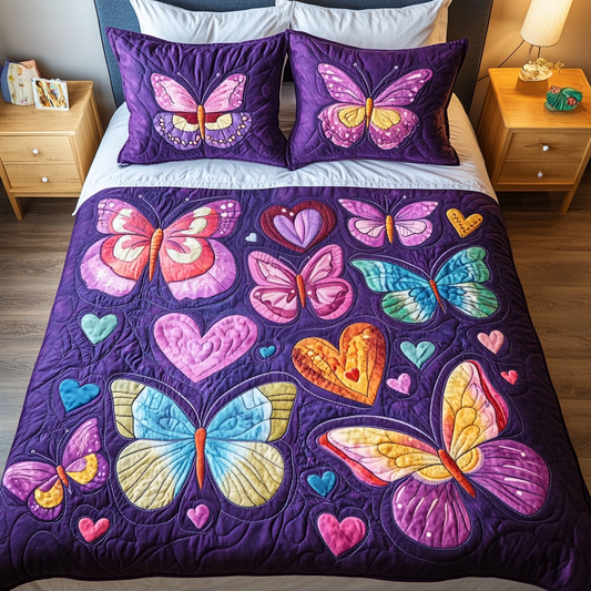 Velvet Butterflies 3-Piece Quilted Bedding Set NCU0VH1393