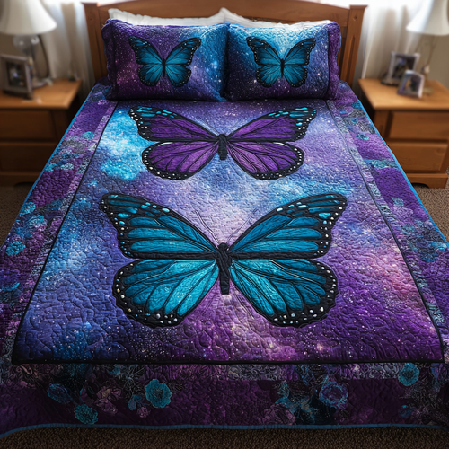 Velvet Butterfly 3-Piece Quilted Bedding Set NCU0DK10742