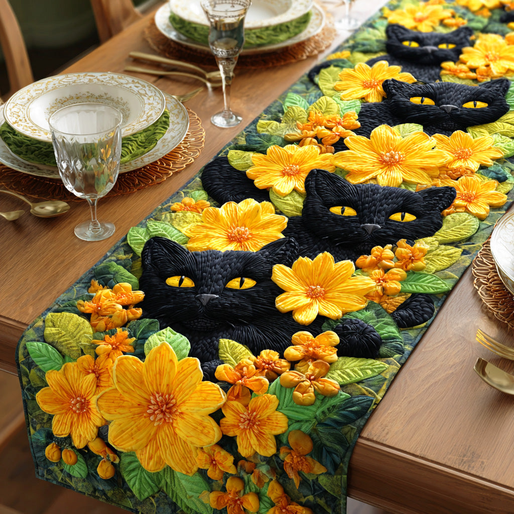 Velvet Cat Night Quilted Table Runner NCU0TD1181