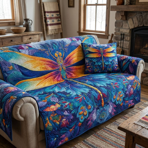 Velvet Dragonfly Quilted Sofa Cover NCU0DK12243