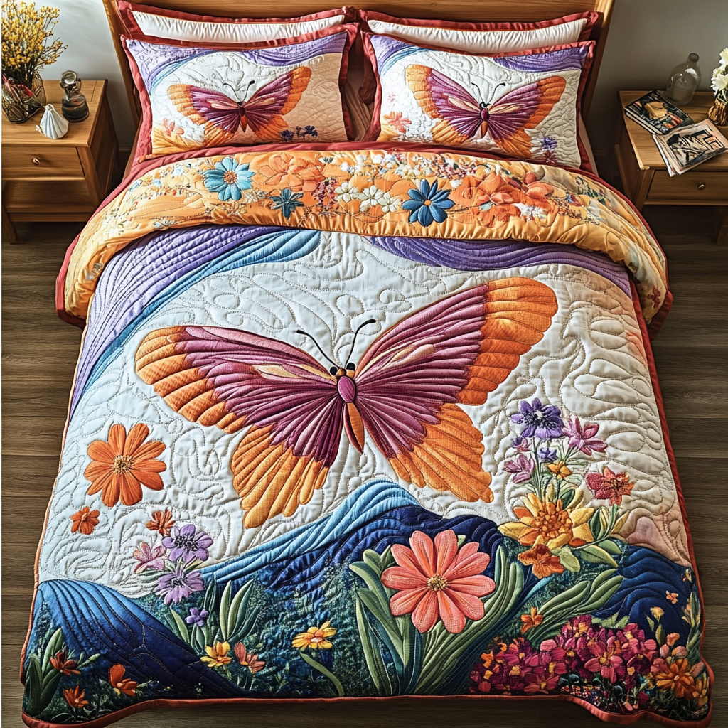 Velvet Flutter 3-Piece Quilted Bedding Set NCU0DK5508