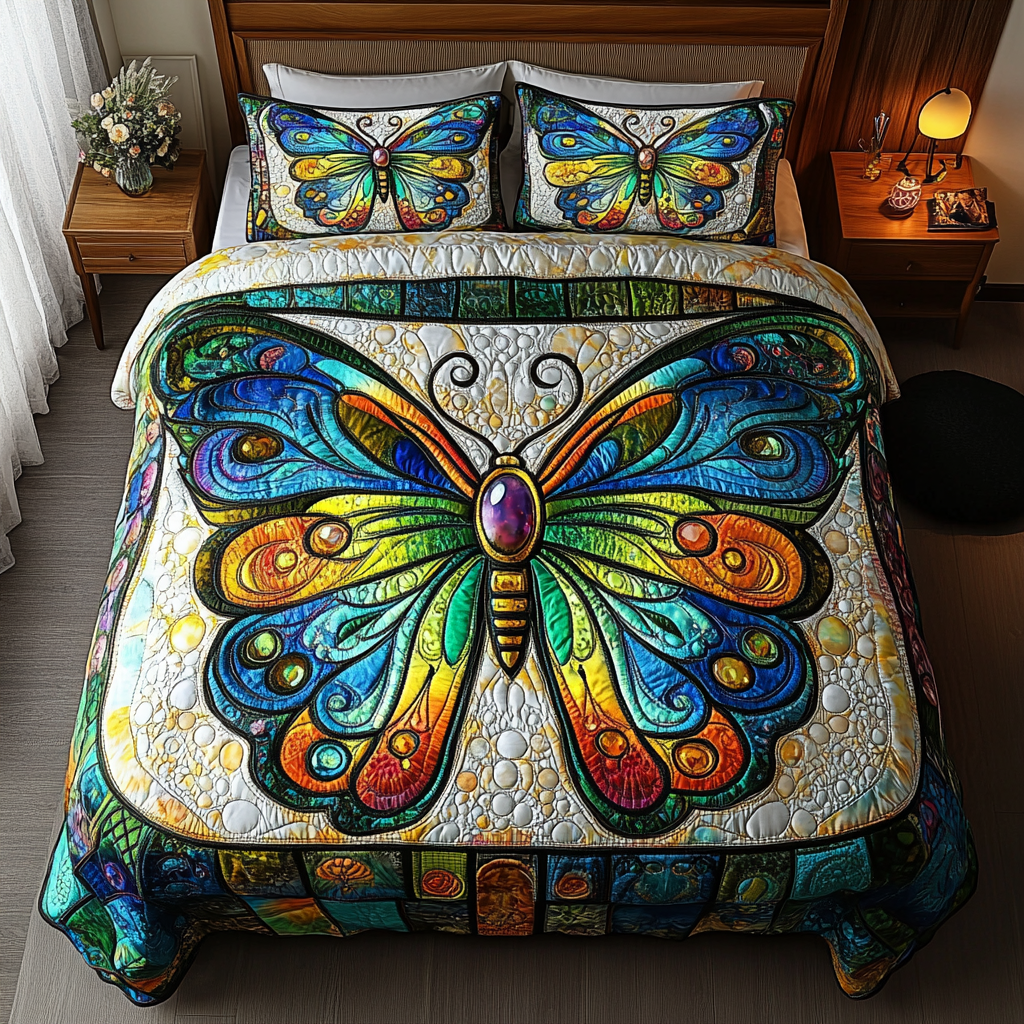 Velvet Flutter 3-Piece Quilted Bedding Set NCU0DK5581