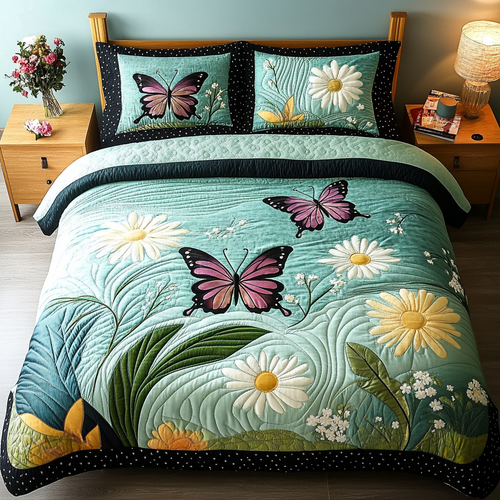 Velvet Flutter 3-Piece Quilted Bedding Set NCU0DK5629