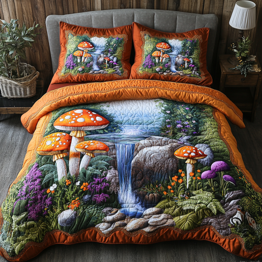 Velvet Fungi 3-Piece Quilted Bedding Set NCU0VL2572