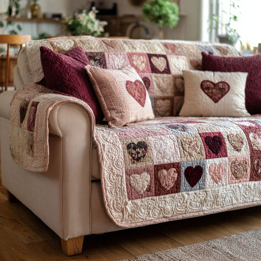 Velvet Hearts Quilted Sofa Cover NCU0TV1474