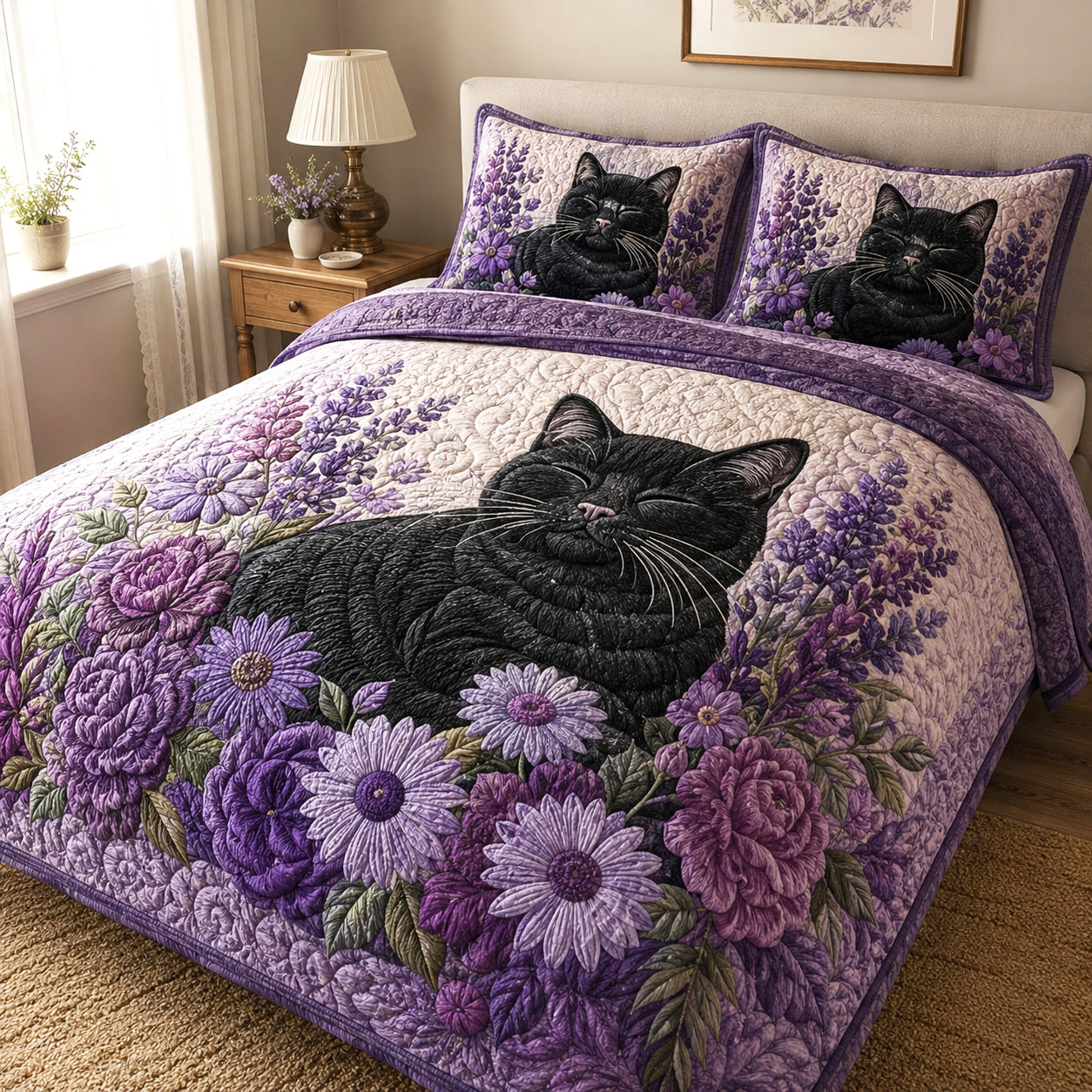 Velvet Lavender 3-Piece Quilted Bedding Set NCU0TV2122