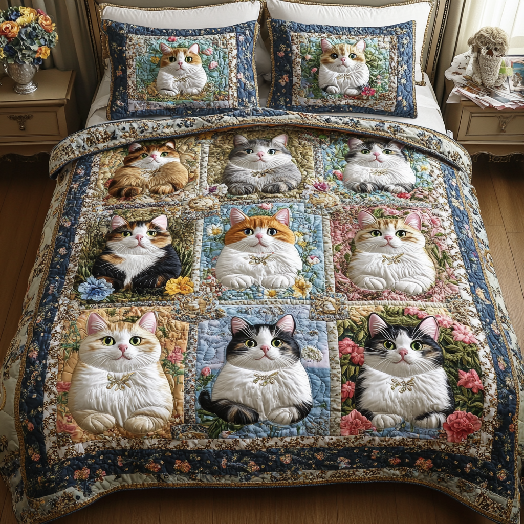 Velvet Paws 3-Piece Quilted Bedding Set NCU0DK5680