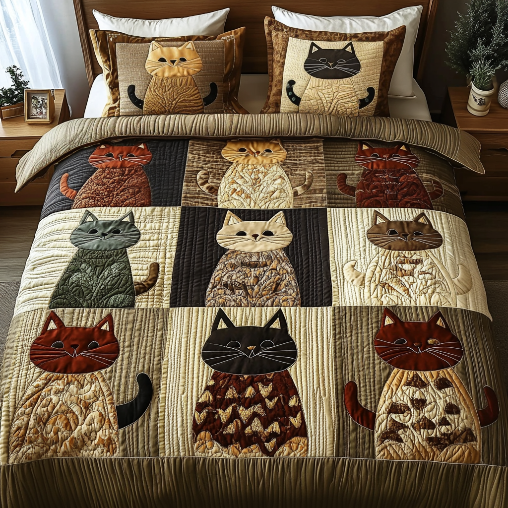 Velvet Paws 3-Piece Quilted Bedding Set NCU0VH1085