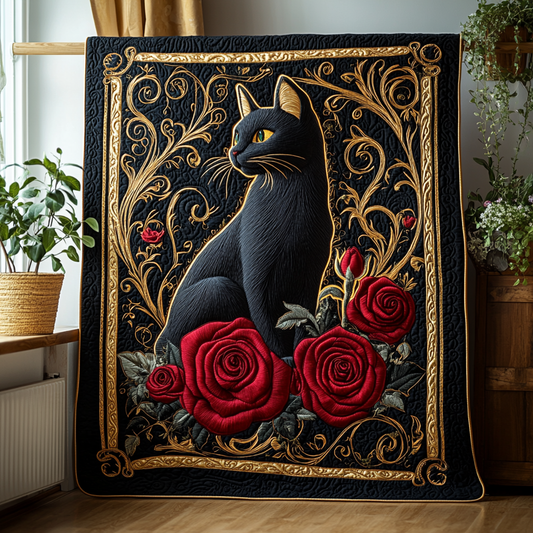 Velvet Paws and Roses Quilted Blanket NCU0DV2555